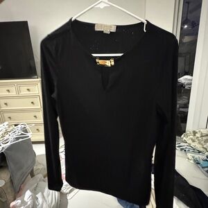 Michael Kors Black Fitted Long Sleeve Blouse